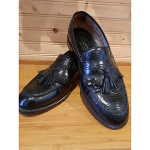 Diplomats Mens Black Italian Leather Loafers Tasseled Sz.9D